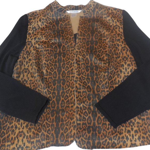 Jacket XL animal print long sleeve open front cardigan sweater black brown - Picture 2 of 14